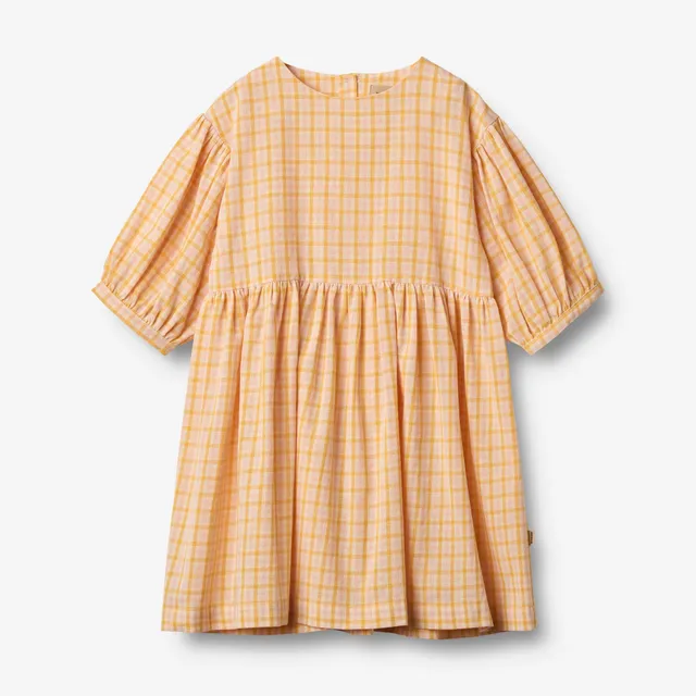 wheat-magda-kleid-langarm-yellow-check-bio-baumwolle image 1