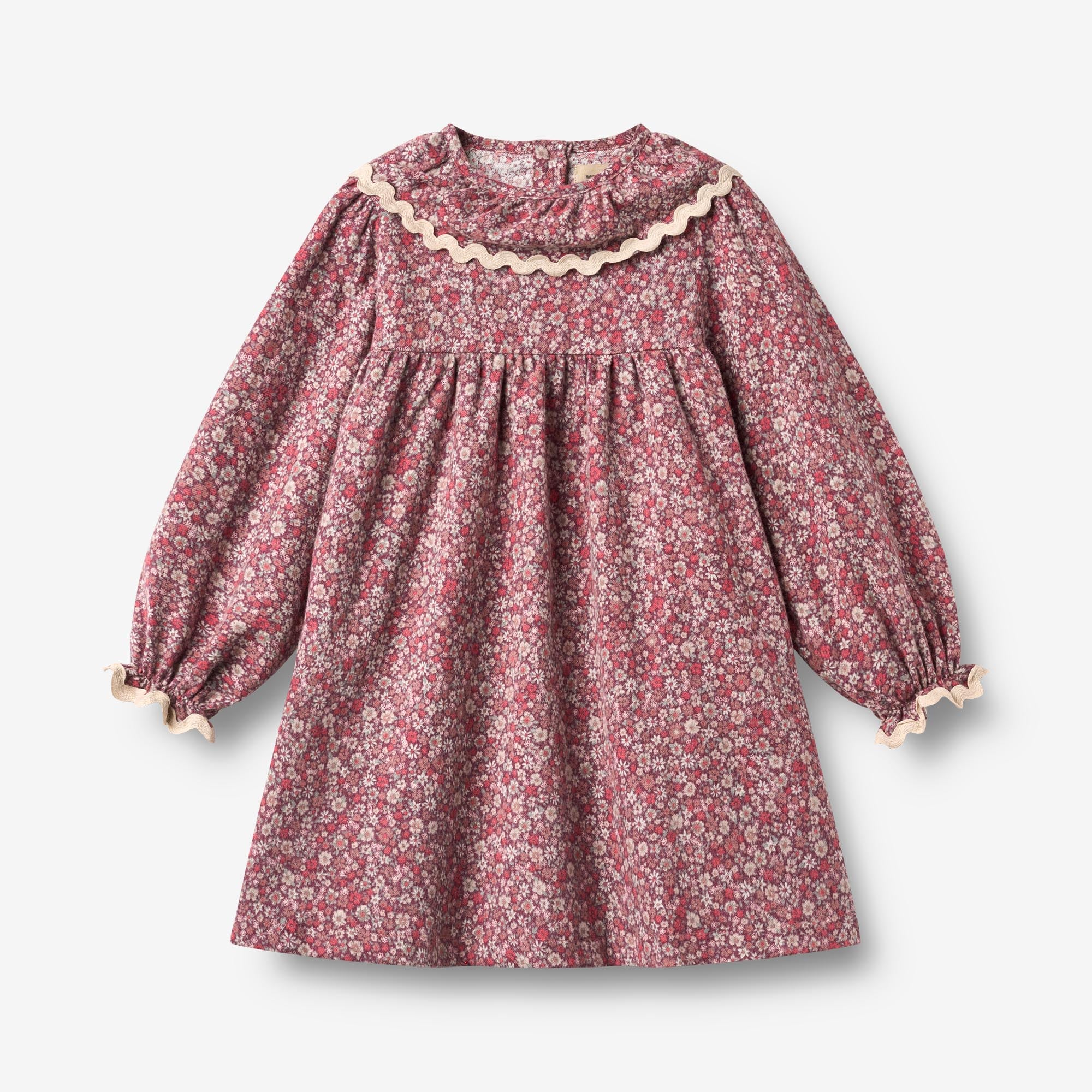 wheat-elvira-dress-l-s-kollar-kinderkleid-grape-flowers-bio-baumwolle image 1