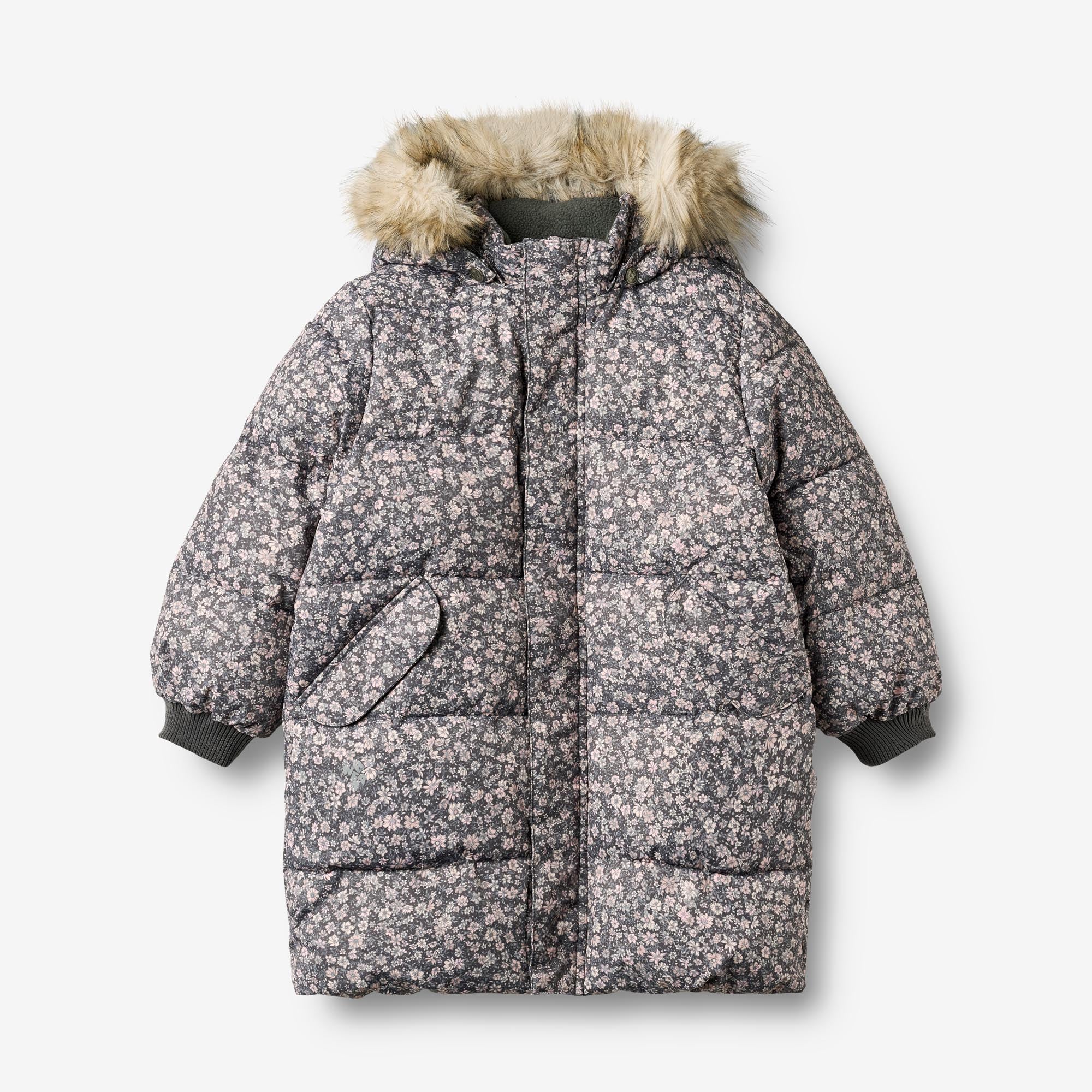 wheat-vinteren-puffer-winterjacke-dark-charcoal-flowers image 1