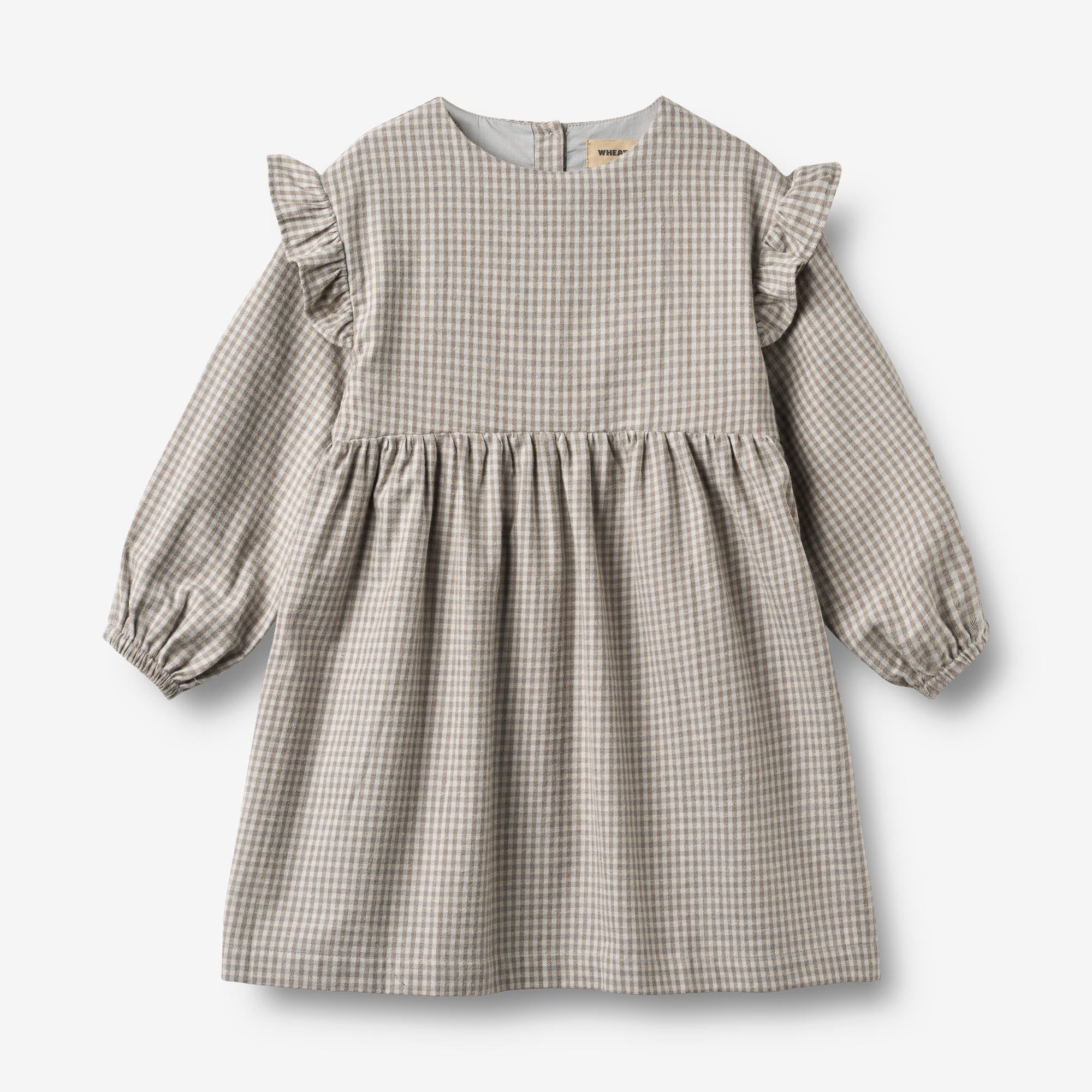 wheat-gro-kleid-greybrown-check-bio-flanell-langarm image 1