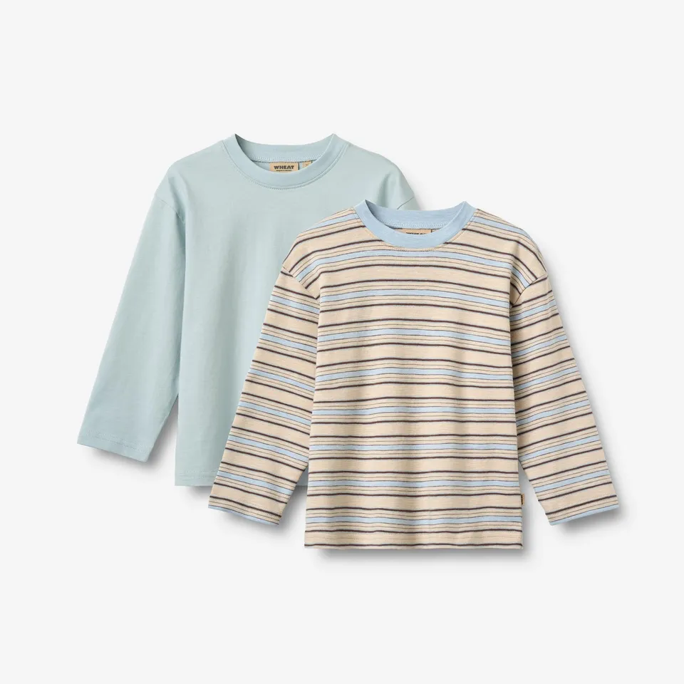 wheat-johan-langarmshirt-multi-blue-stripe-2er-bio image 1