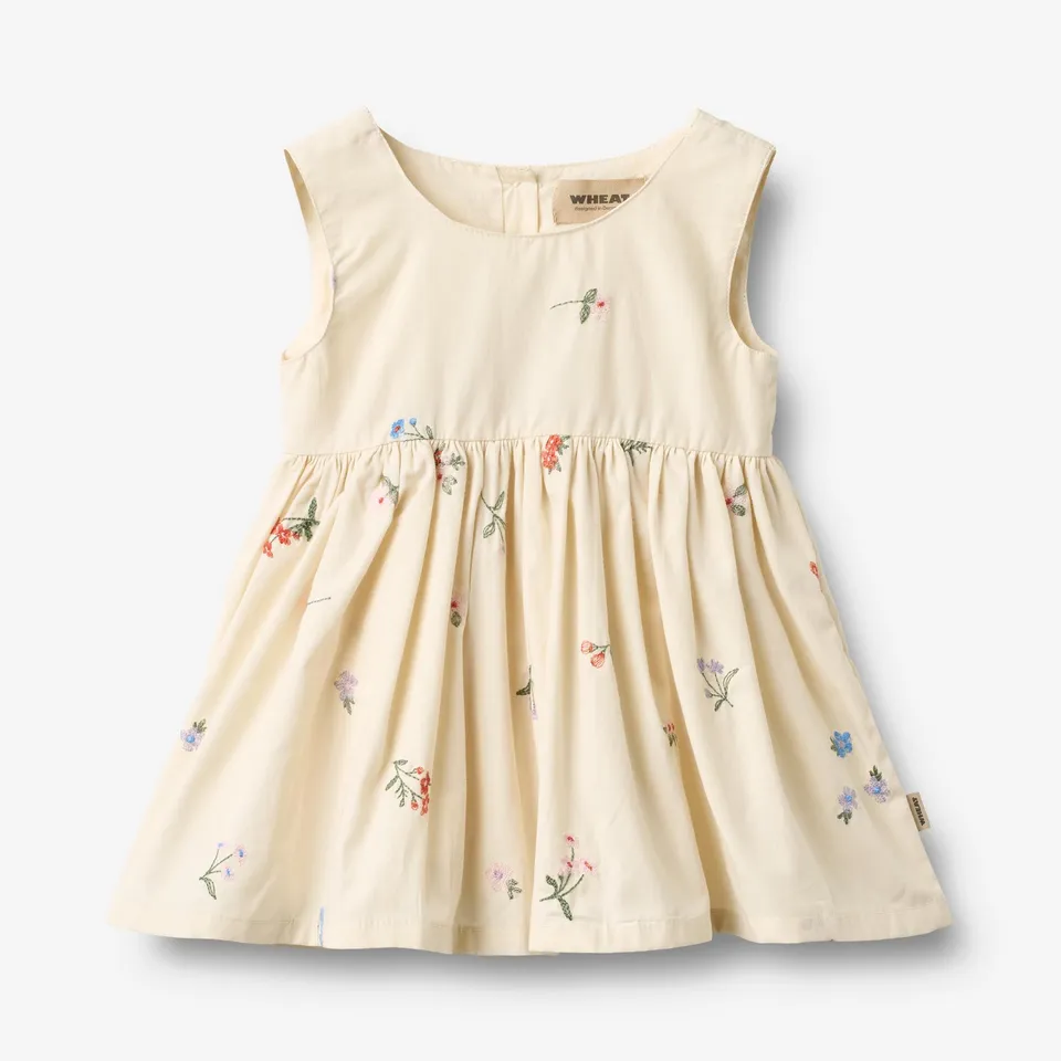 wheat-sienna-babykleid-ivory-embroidery-flowers-bio image 1