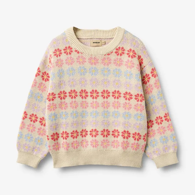 wheat-harlow-pullover-sandshell-flowers-bio-jacquard image 1