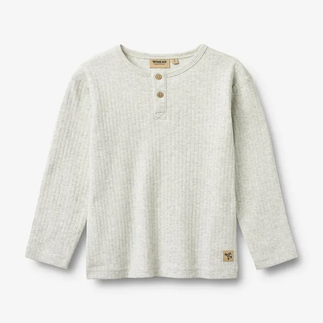 wheat-clothing-morris-langarmshirt-melange-grey-bio-baumwolle image 1