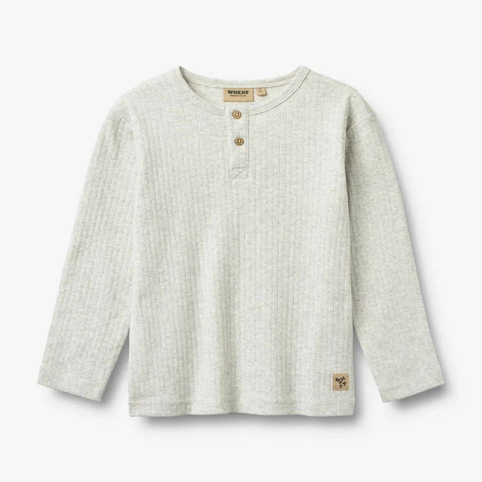wheat-clothing-morris-langarmshirt-melange-grey-bio-baumwolle image 1