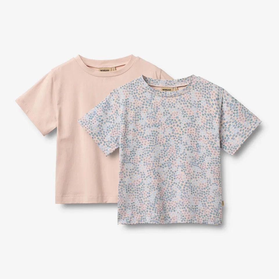 wheat-ella-t-shirt-2er-powder-blue-flowers-bio image 1