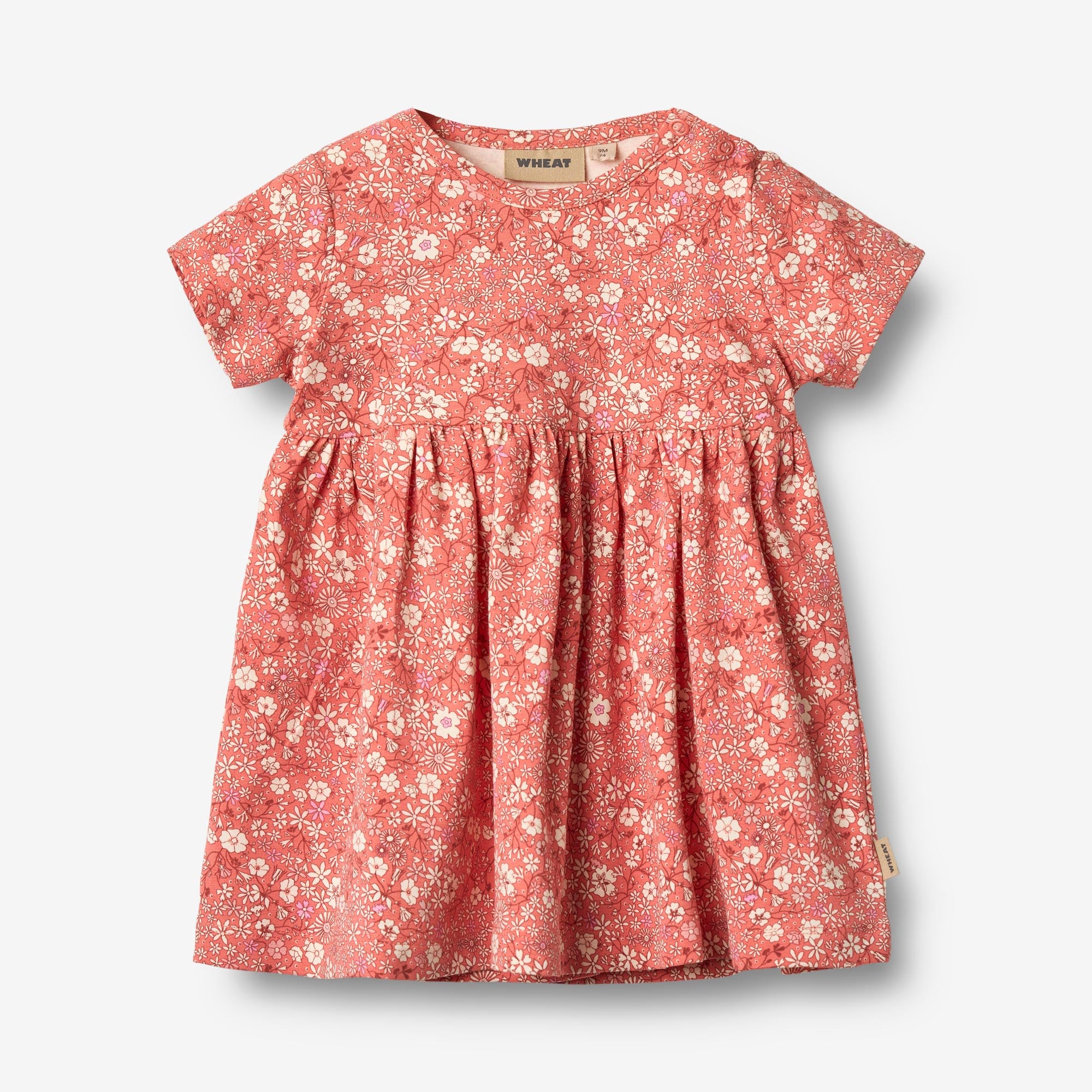 wheat-nova-jerseykleid-m-dchen-coral-flowers-bio-baumwolle image 1
