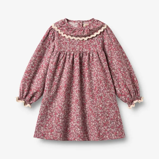 wheat-elvira-dress-l-s-kollar-kinderkleid-grape-flowers-bio-baumwolle image 1