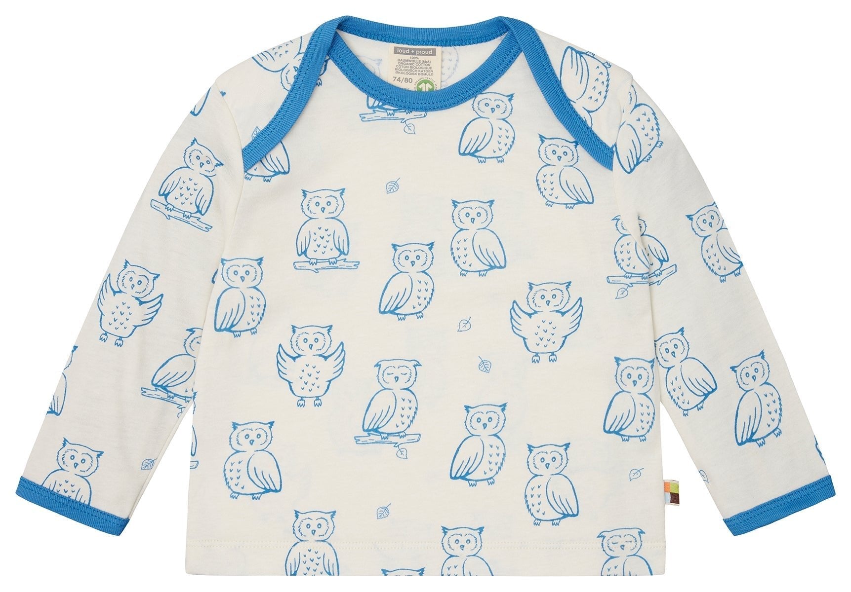 loud-proud-classics-shirt-eule-azur-62-68-bio-langarm image 1