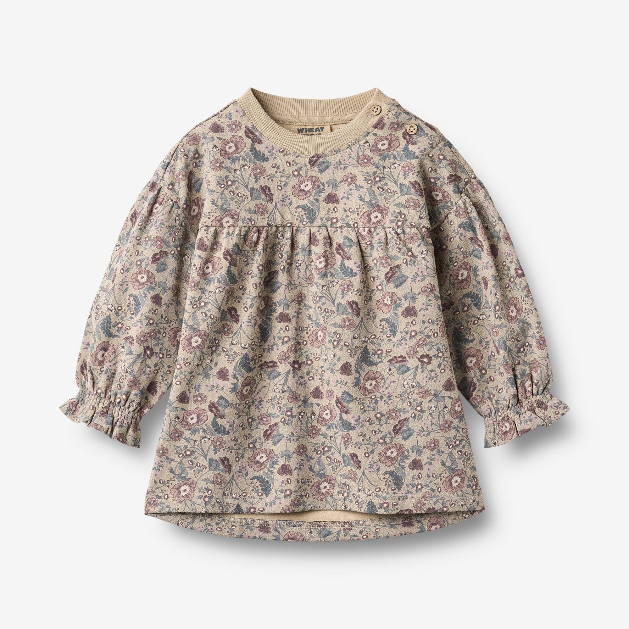 wheat-lilja-sweatkleid-m-dchen-soft-sand-flowers-langarm image 1