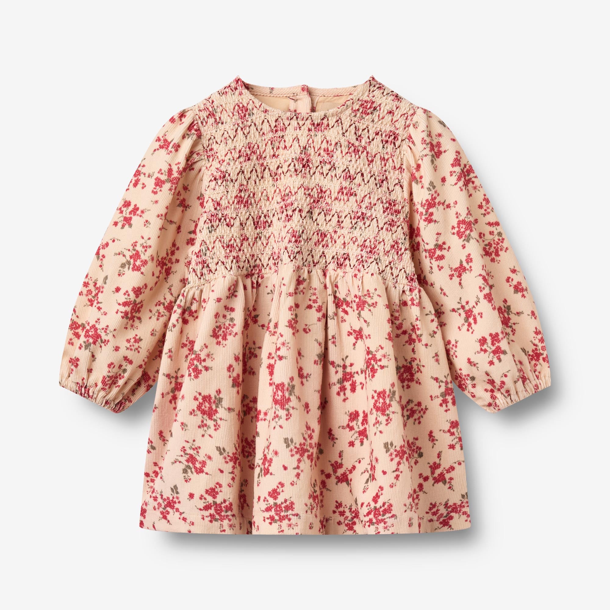 wheat-clothing-dress-sylvia-kleid-almond-peach-flowers-bio-cord image 1