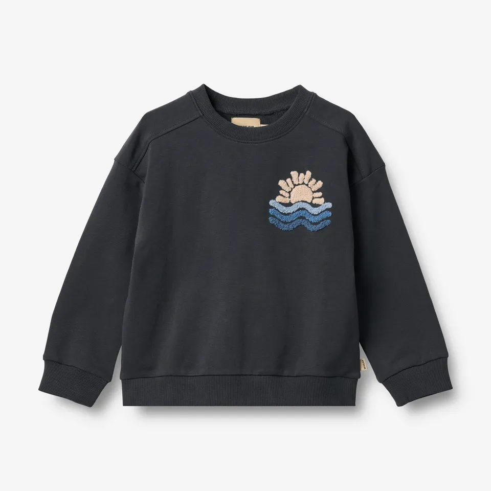 wheat-clothing-sweatshirt-sander-kinder-sweatshirt-navy-bio-uni image 1