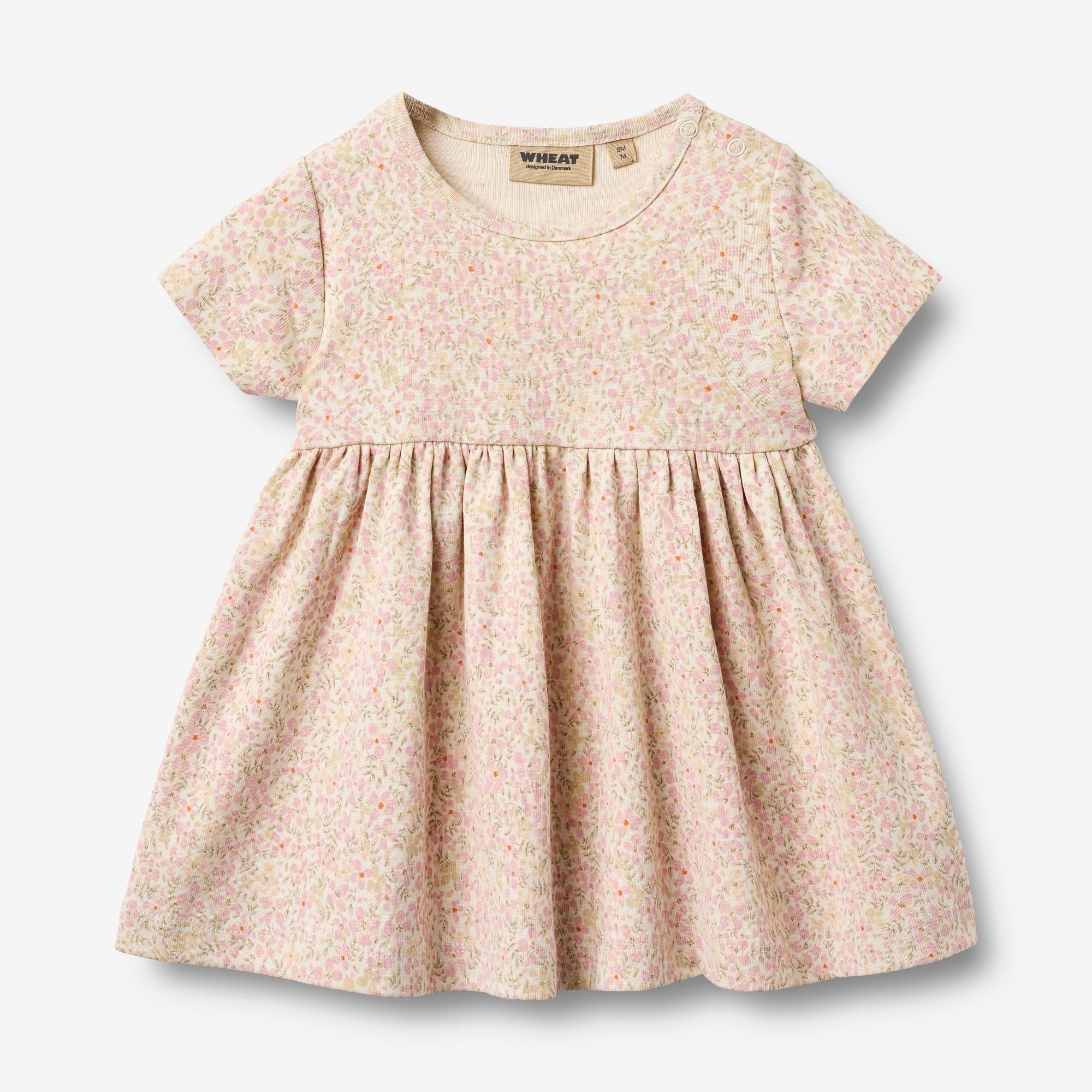 wheat-nova-jerseykleid-baby-coral-flowers-kurzarm-bio image 1