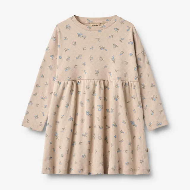 wheat-emmy-kleid-warm-sand-flowers-langarm-bio-baumwolle image 1