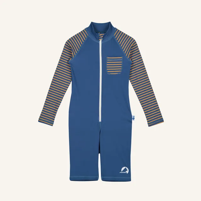 finkid-kala-eko-badeoverall-denim-sunflower-80-90-uv-50 image 1