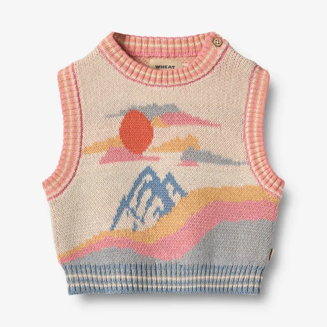 wheat-jacquard-vest-maria-strickweste-multi-bio-baumwolle image 1
