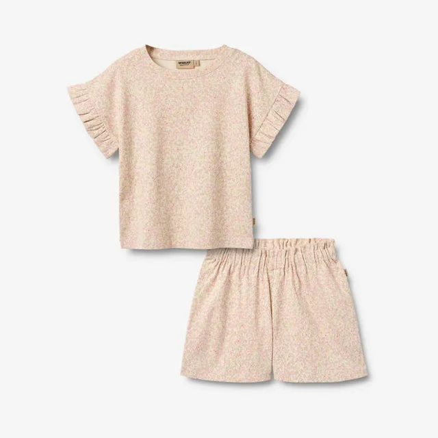 wheat-ally-t-shirt-shorts-set-coral-flowers-bio-98-152 image 1