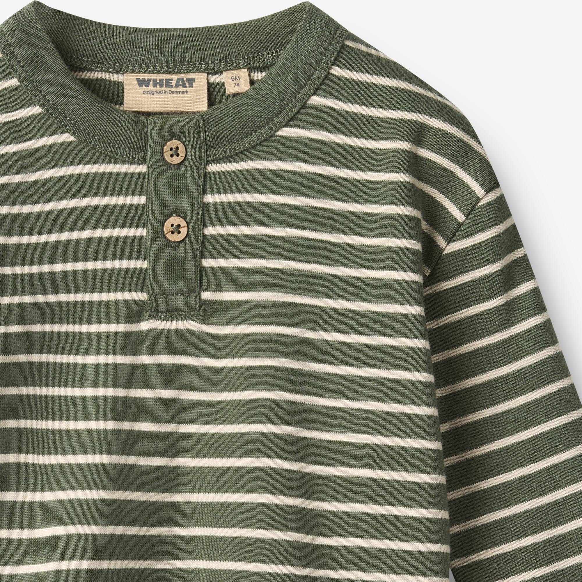 wheat-osvald-shirt-dark-green-stripe-bio image 3