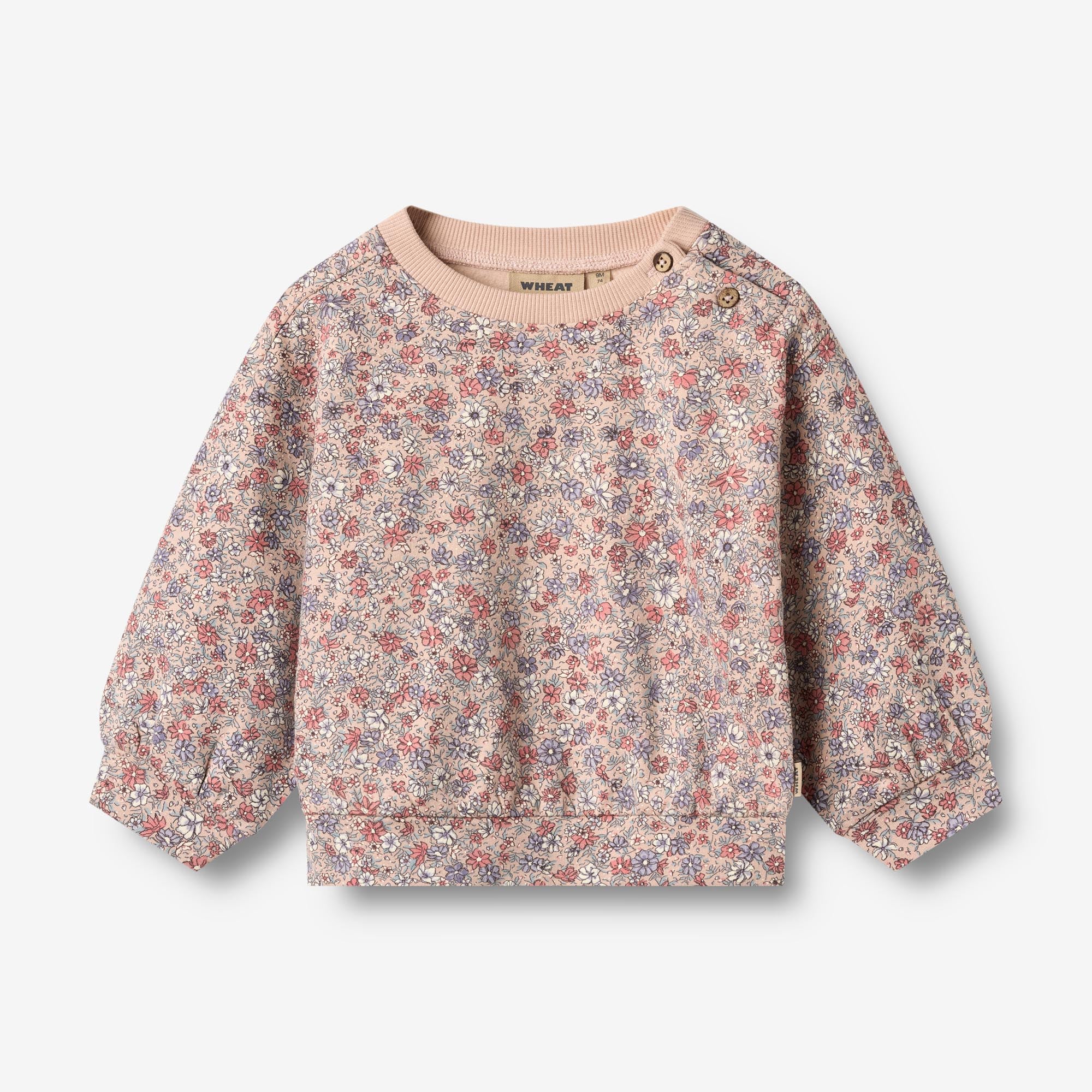 wheat-lia-sweatshirt-rose-dust-flowers-baby-pullover-bio image 1