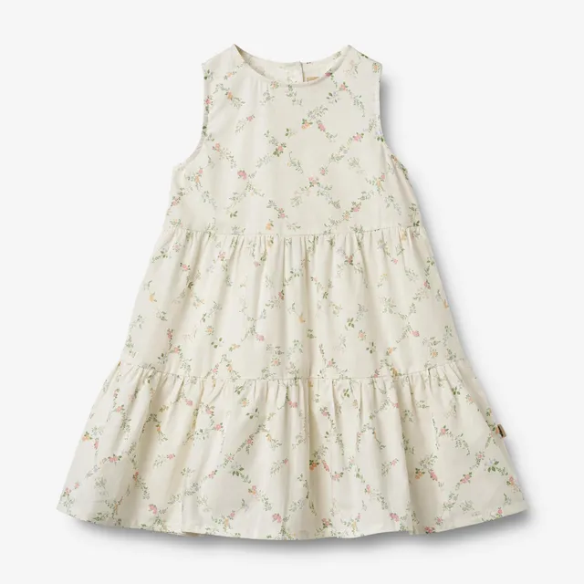 wheat-luise-dress-ivory-checked-flowers-m-dchen-kleid-bio-baumwolle image 1