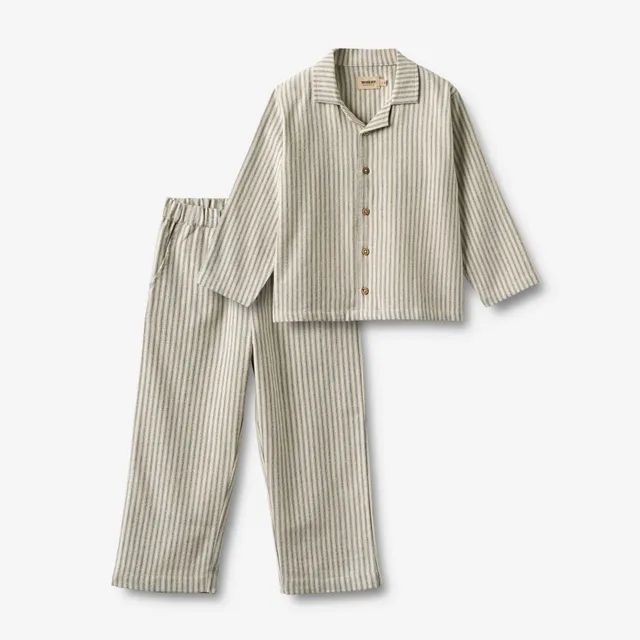 wheat-madison-pyjama-kinder-blau-gestreift-bio-baumwolle image 1