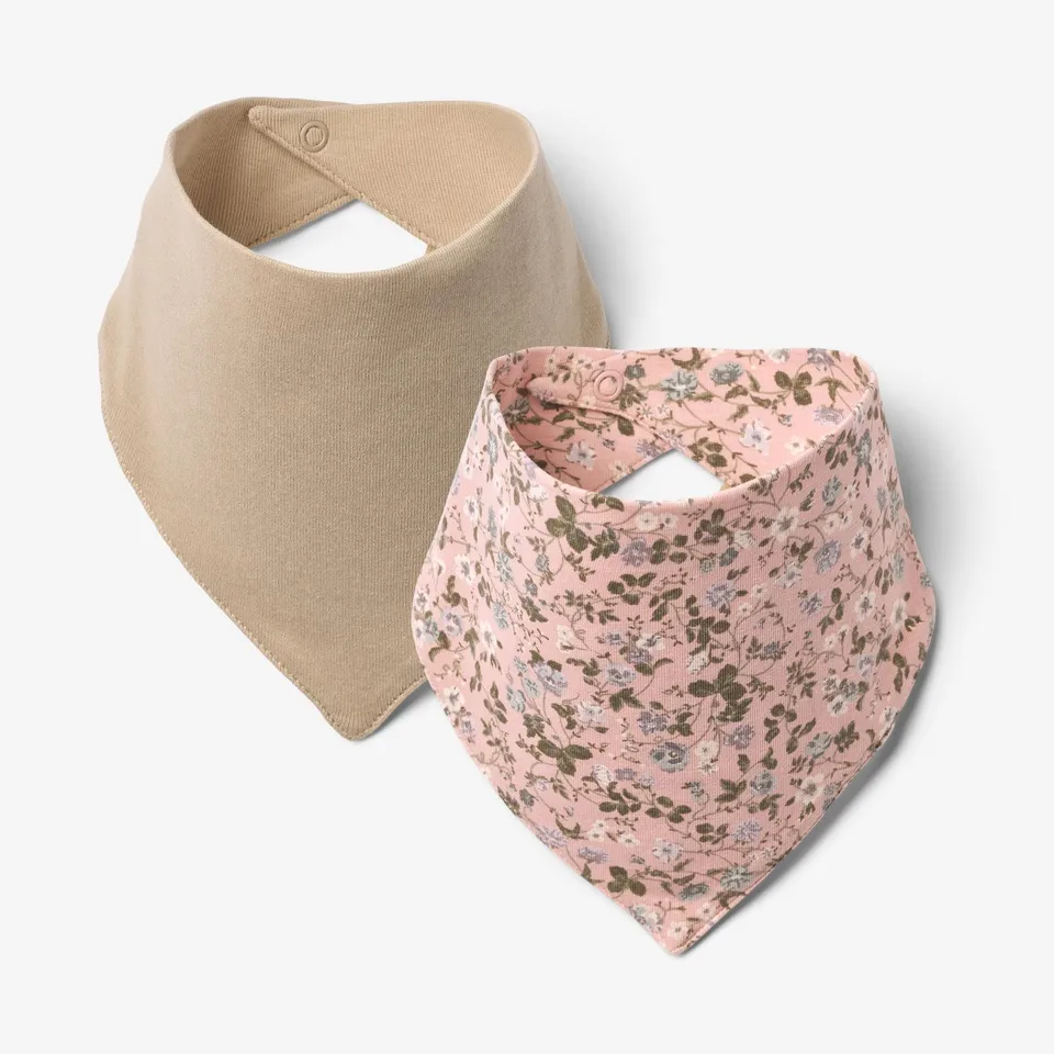 wheat-accessories-2-bib-eden-l-tzchen-rose-powder-flowers-2er-bio-baumwolle image 1