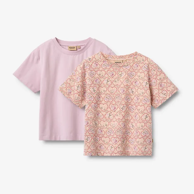 wheat-ella-t-shirt-2er-magenta-heart-flowers-bio image 1
