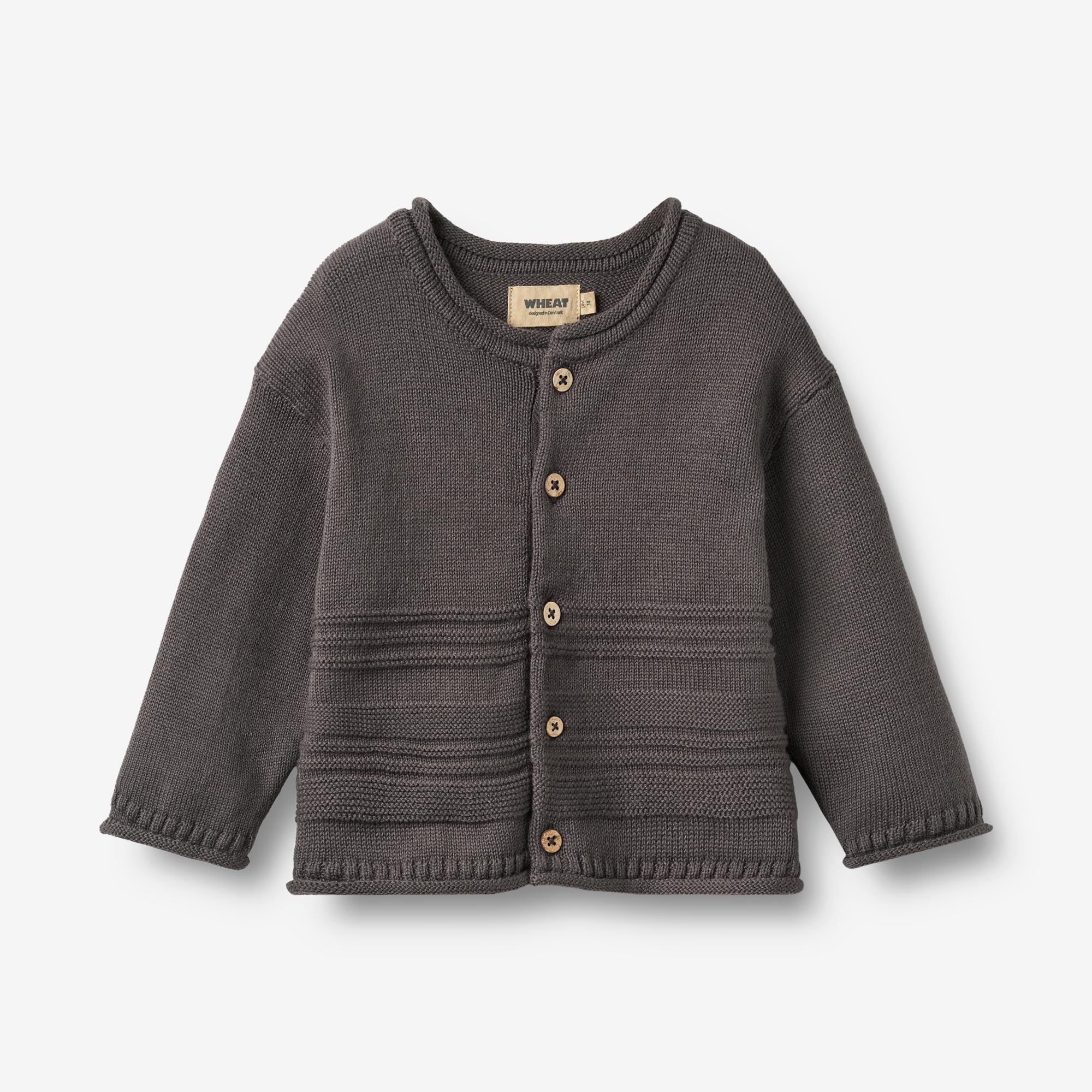 wheat-gunnar-strickjacke-dark-charcoal-bio-baumwolle image 1