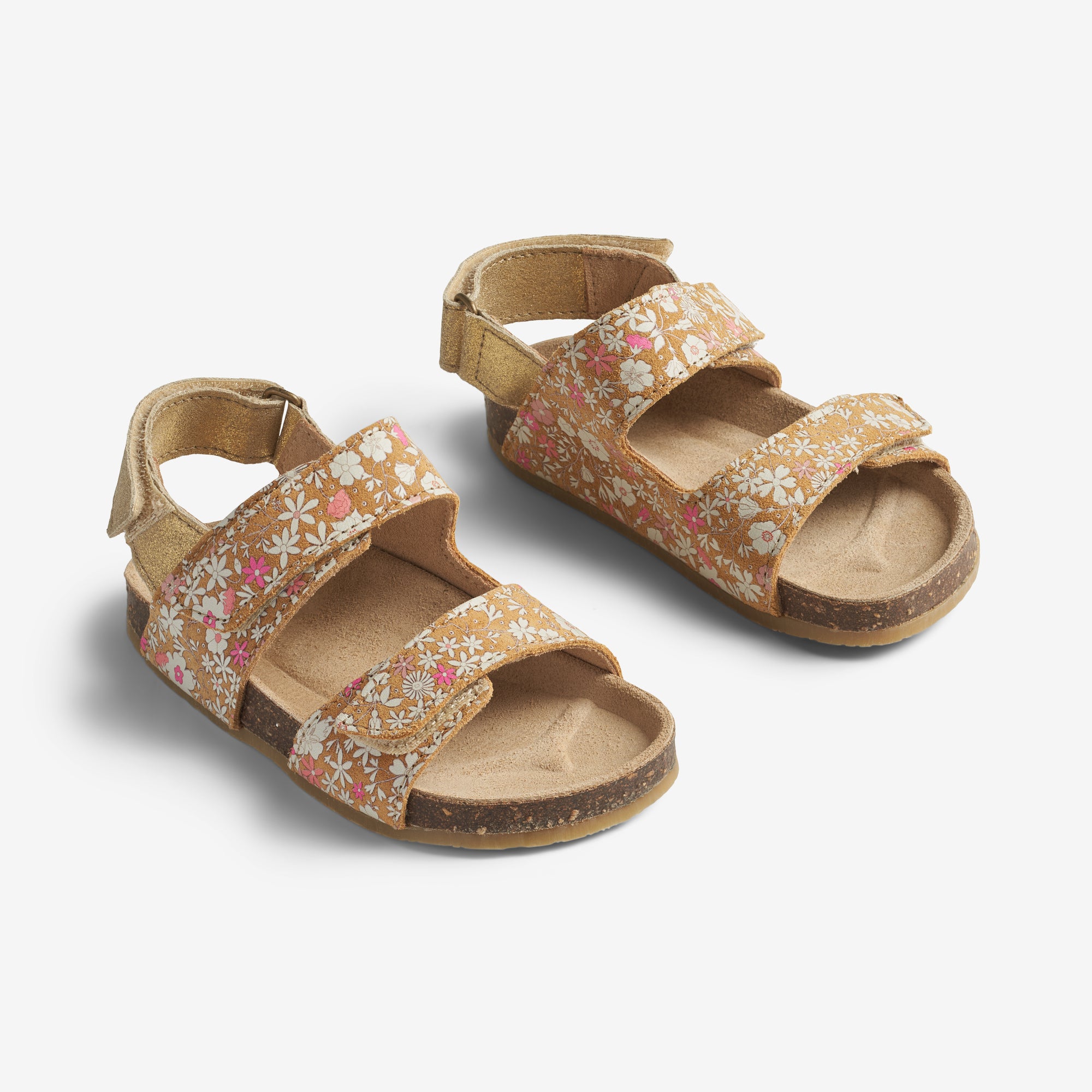 wheat-clara-sandale-gold-white-flowers-leder-klett image 2