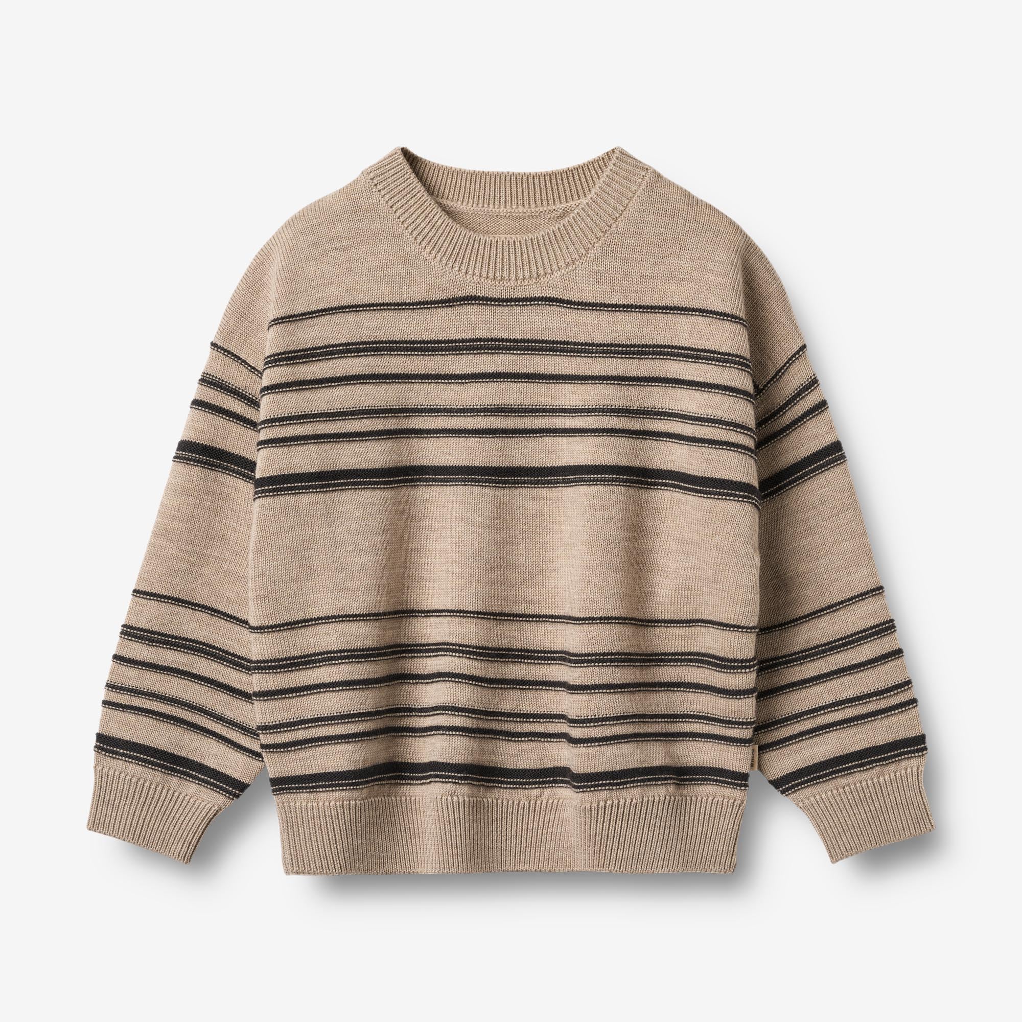 wheat-flores-strickpullover-sand-black-stripe-merinowolle image 1
