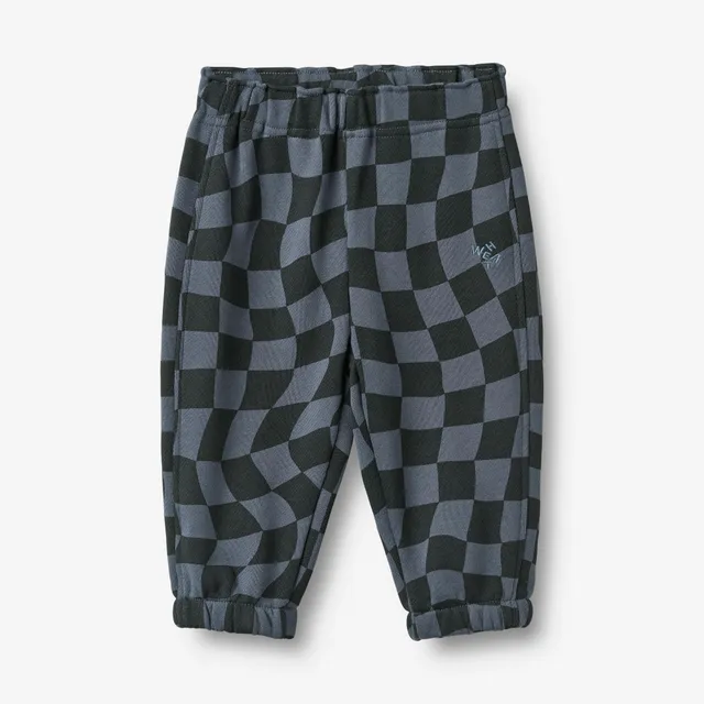 wheat-cosmo-sweatpants-navy-blue-check-bio-baumwolle image 1