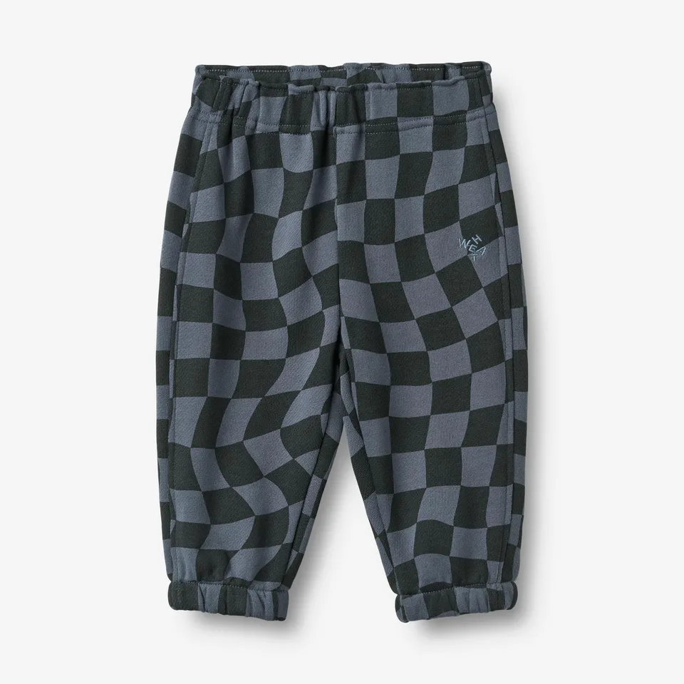 wheat-cosmo-sweatpants-navy-blue-check-bio-baumwolle image 1