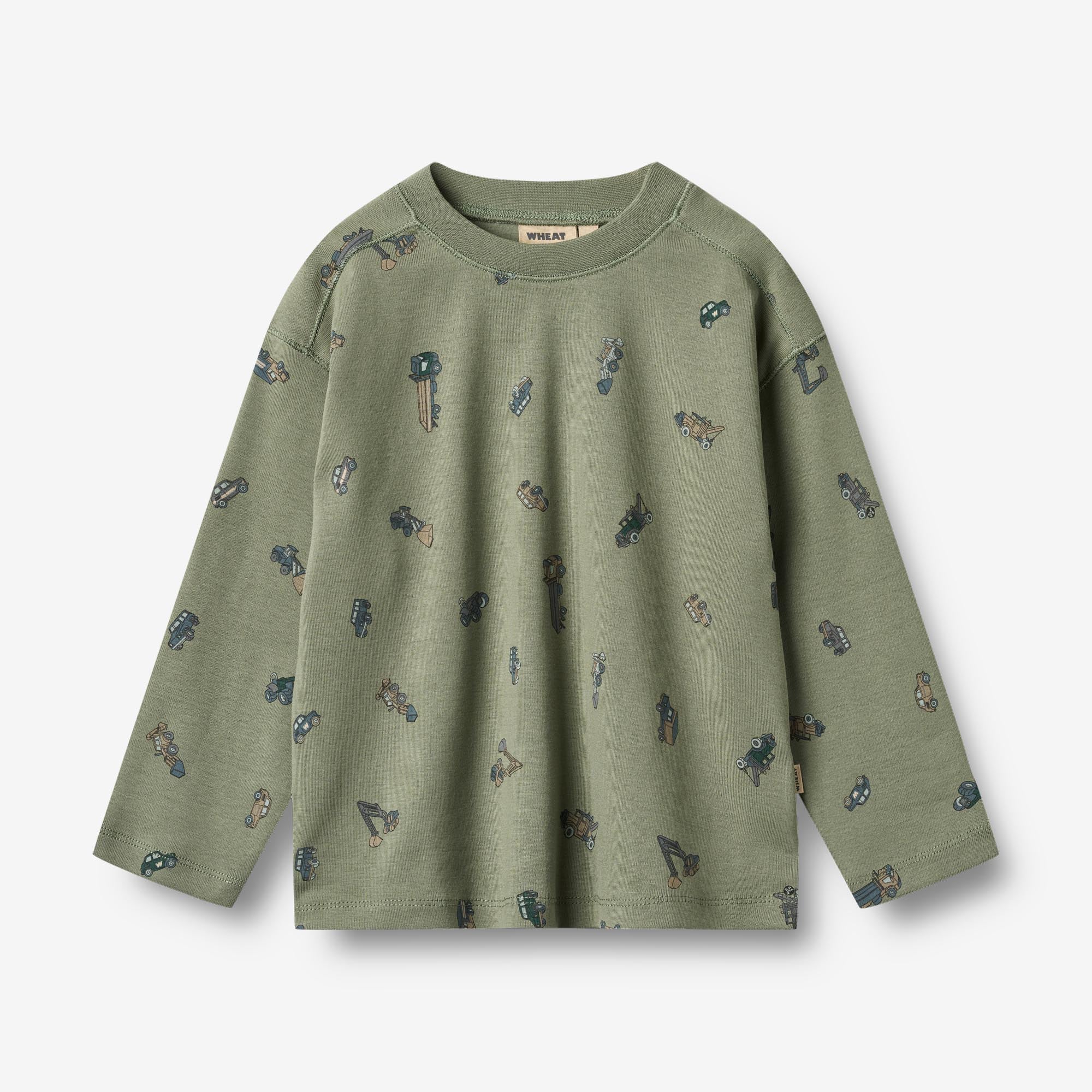 wheat-malthe-langarmshirt-dusty-green-cars-bio-baumwolle image 1