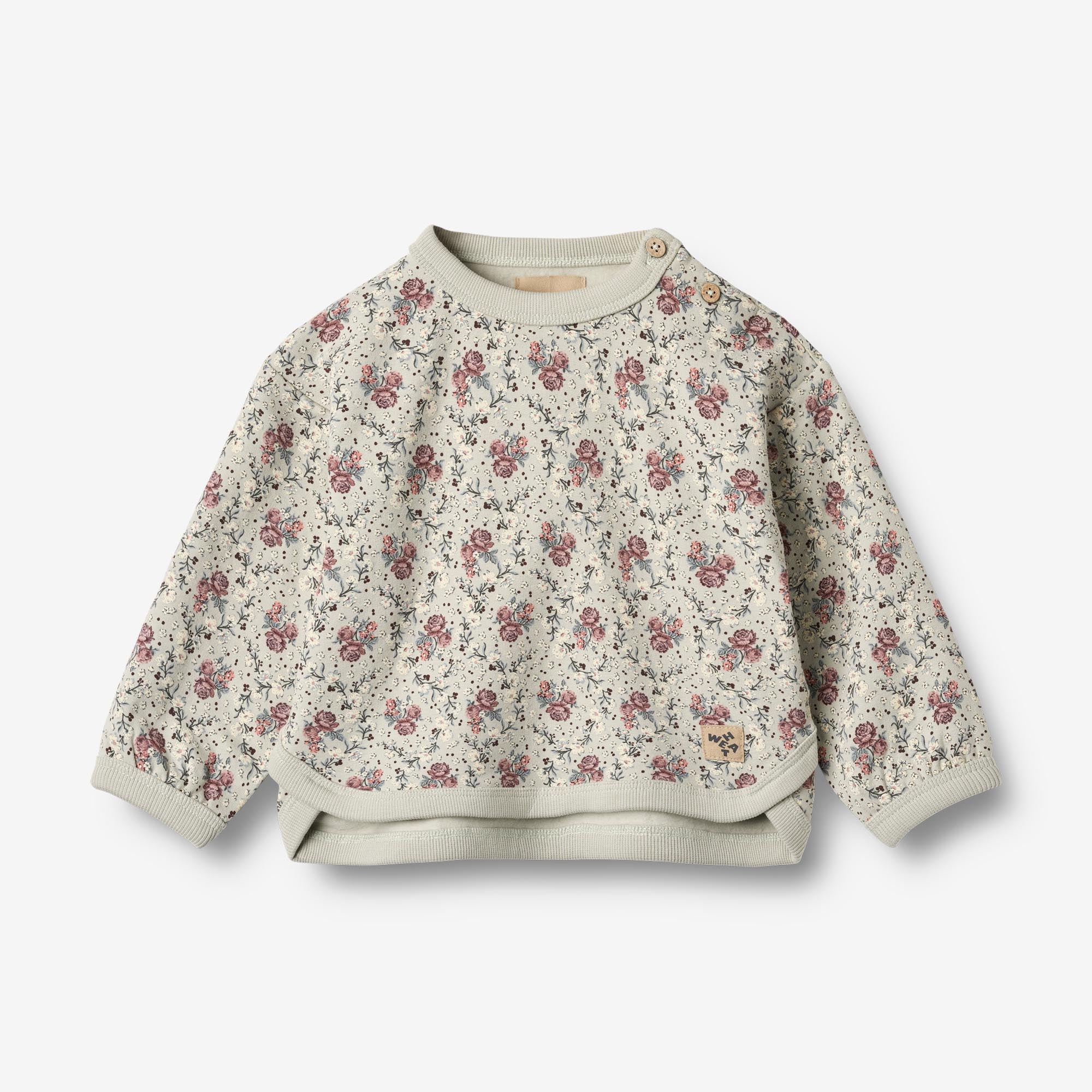 wheat-emery-sweatshirt-slightly-green-flowers-baby-pullover-bio image 1