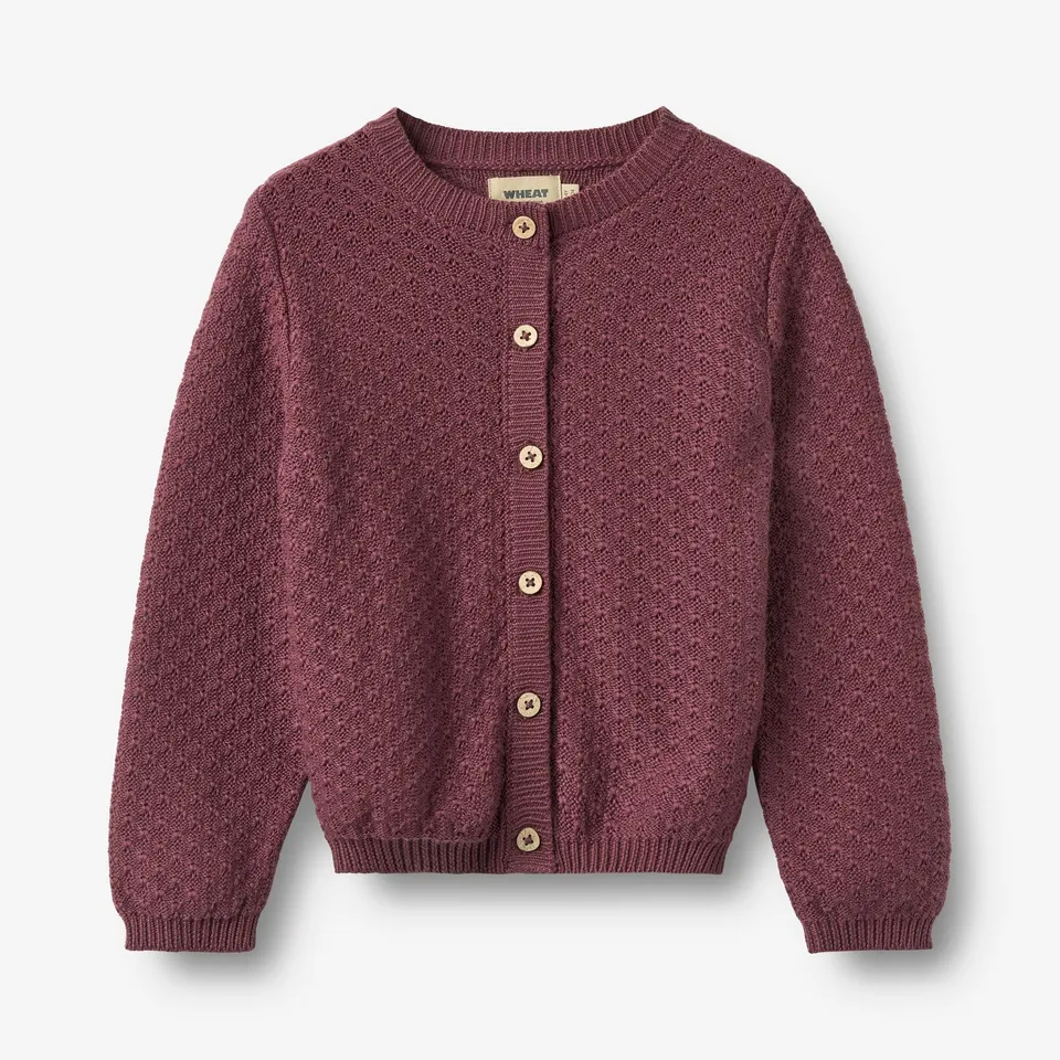 wheat-magnella-strickjacke-eggplant-m-dchen-bio-cardigan image 1