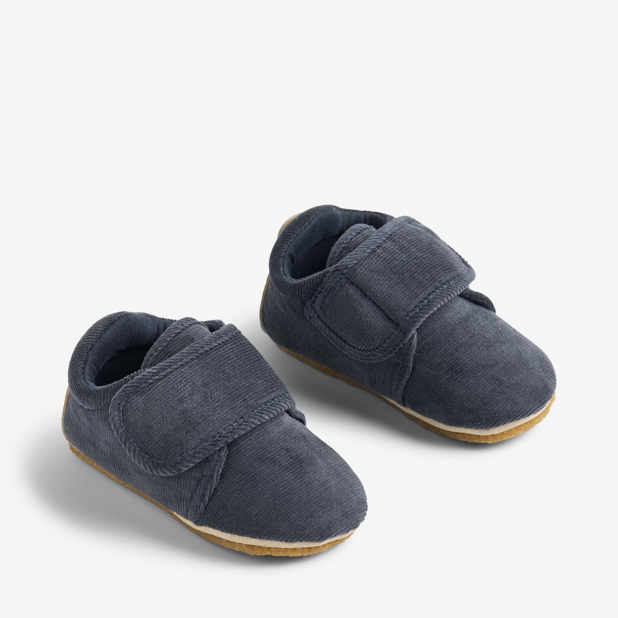 wheat-sasha-hausschuhe-kinder-navy-cord-klett-bio-baumwolle image 1