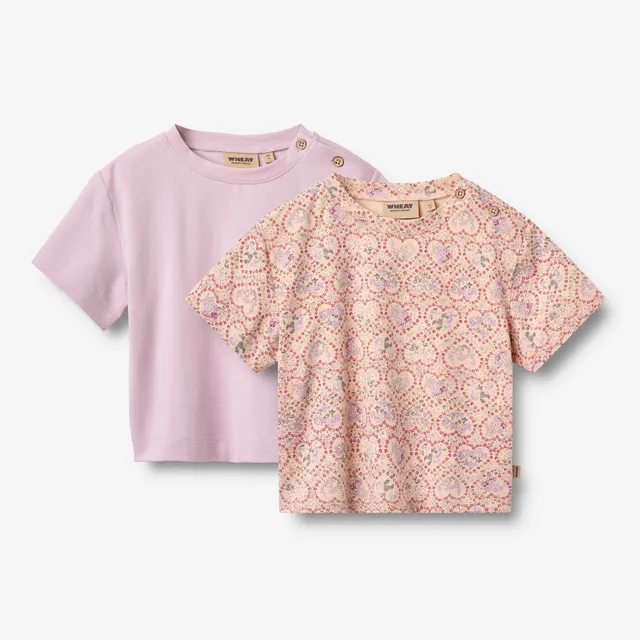 wheat-ella-2-t-shirts-set-magenta-heart-flowers-baby-bio image 1