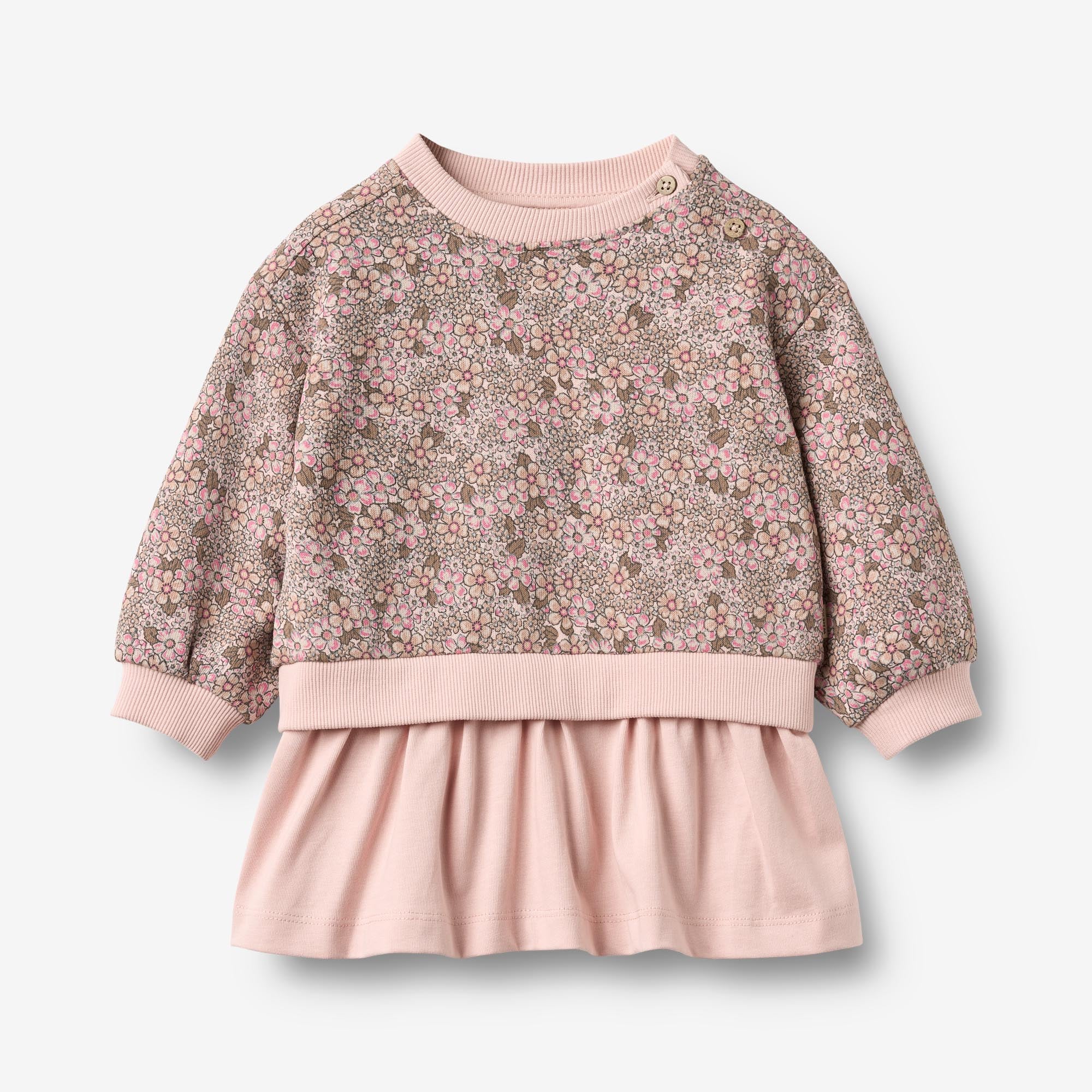 wheat-sweat-dress-maggie-kleid-rose-brown-flowers-bio image 1