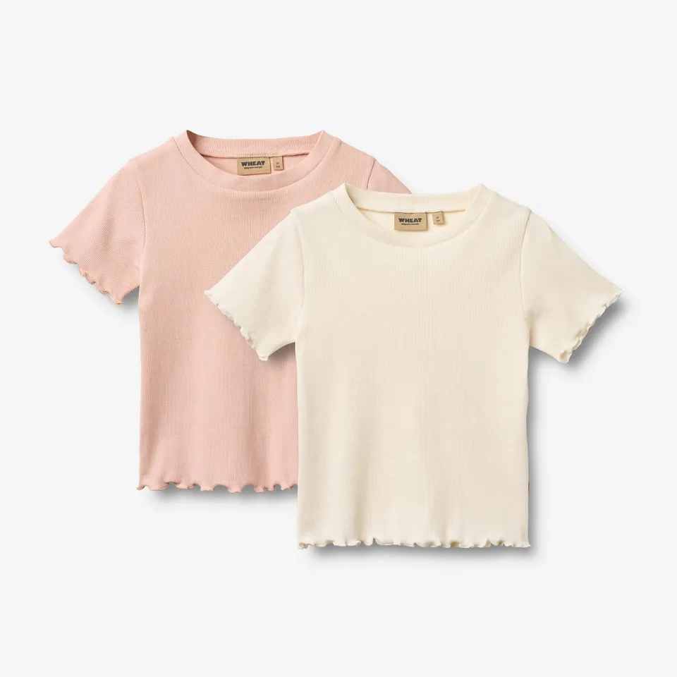 wheat-alicia-t-shirt-s-s-kinder-ivory-2er-pack-bio-ripp image 1