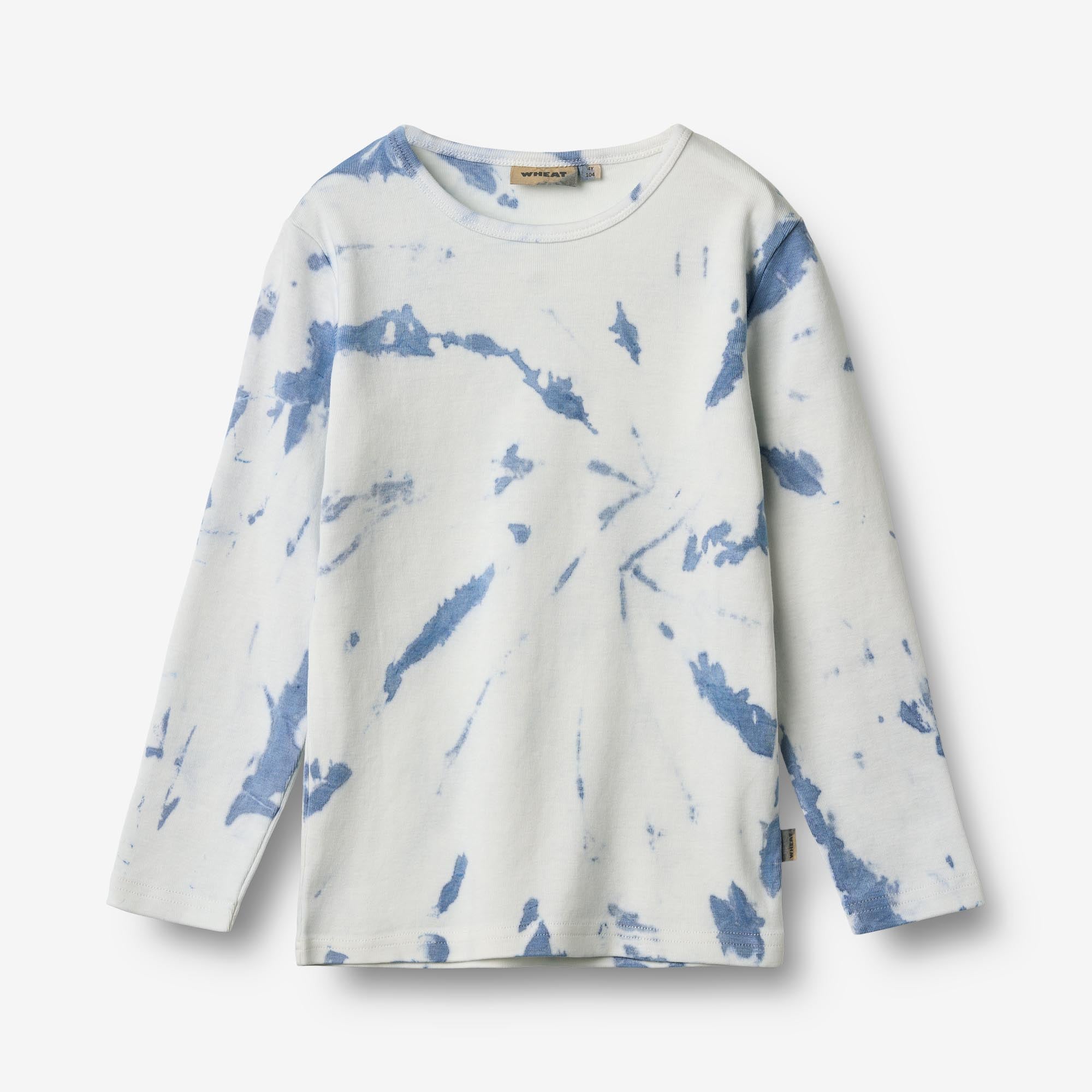 wheat-stig-langarmshirt-blue-tie-dye-bio-baumwolle image 1