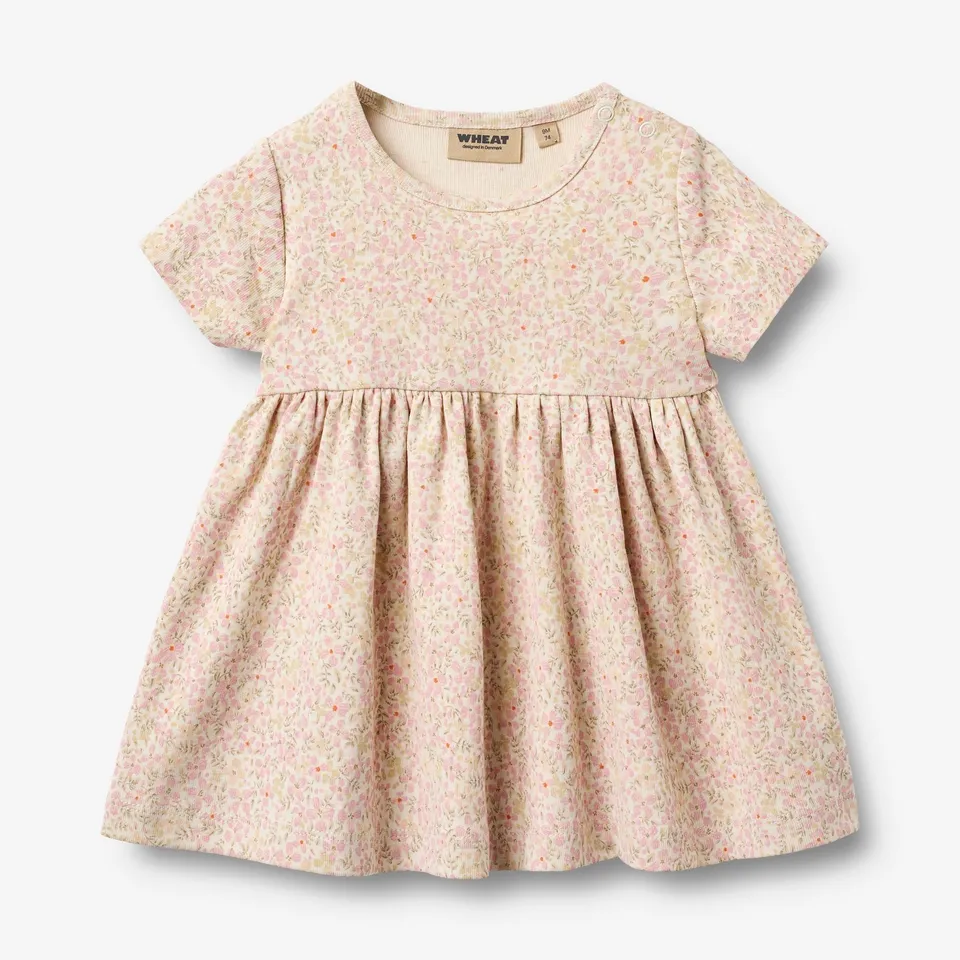 wheat-nova-jerseykleid-baby-coral-flowers-kurzarm-bio image 1