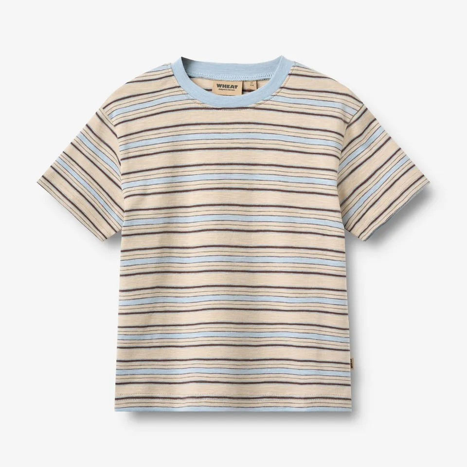 wheat-fabian-t-shirt-multi-blue-stripe-bio-baumwolle image 1