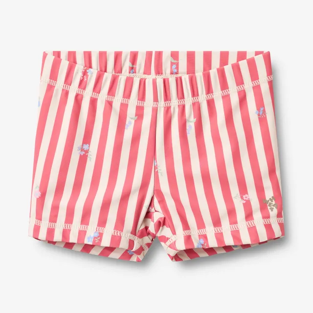 wheat-niki-swim-shorts-red-stripe-flowers-uv-badehose image 1