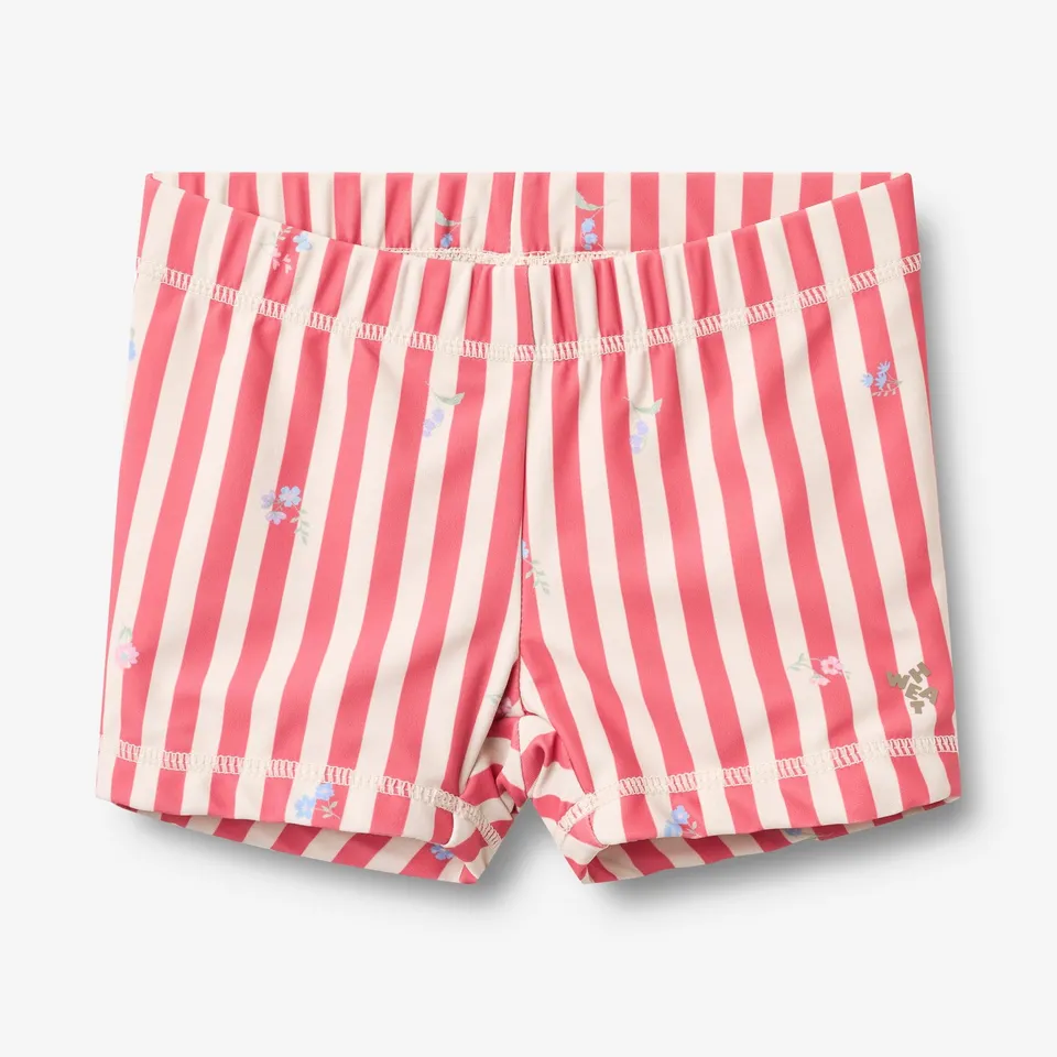 wheat-niki-swim-shorts-red-stripe-flowers-uv-badehose image 1