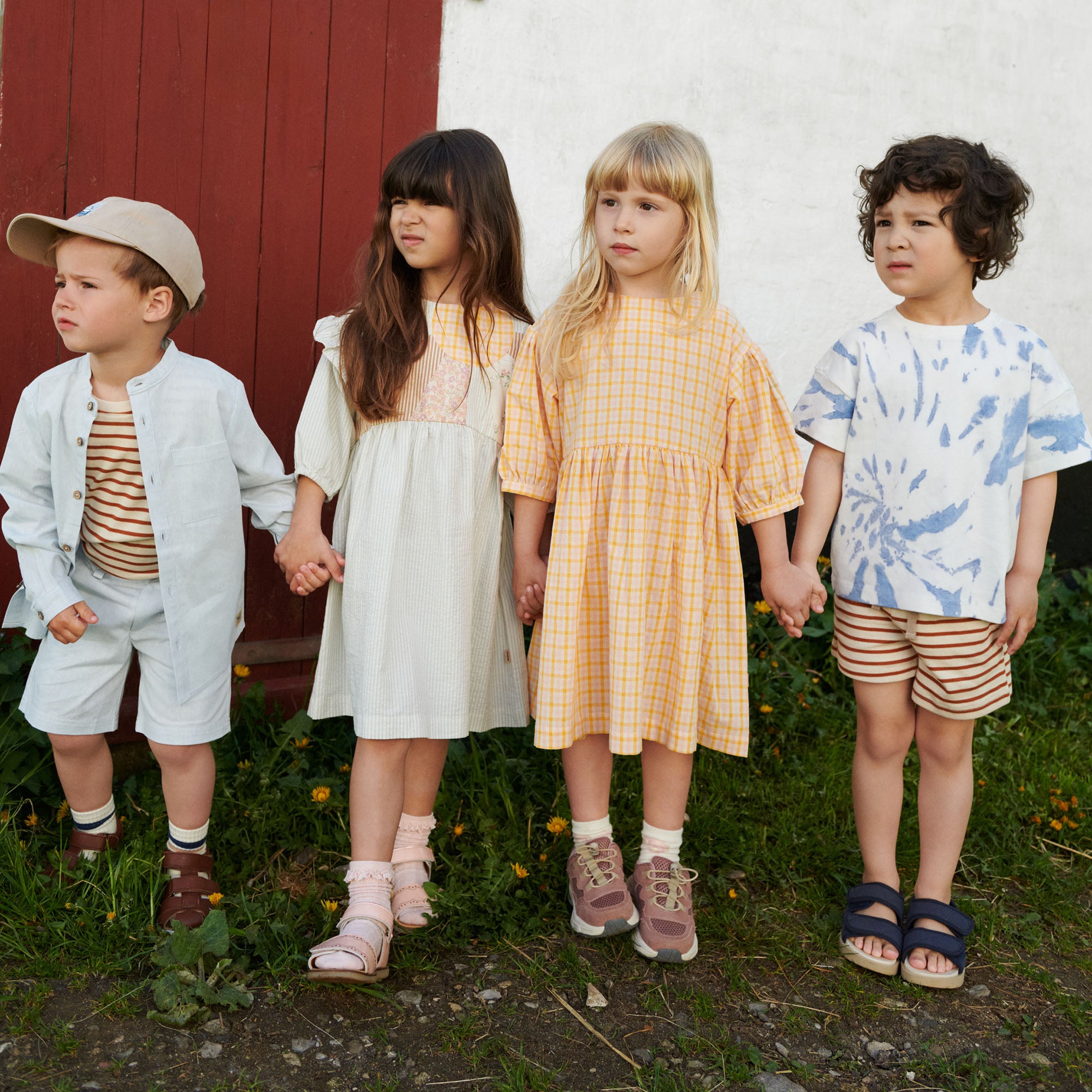 wheat-kalle-jersey-shorts-warm-caramel-stripe-bio-baumwolle image 2
