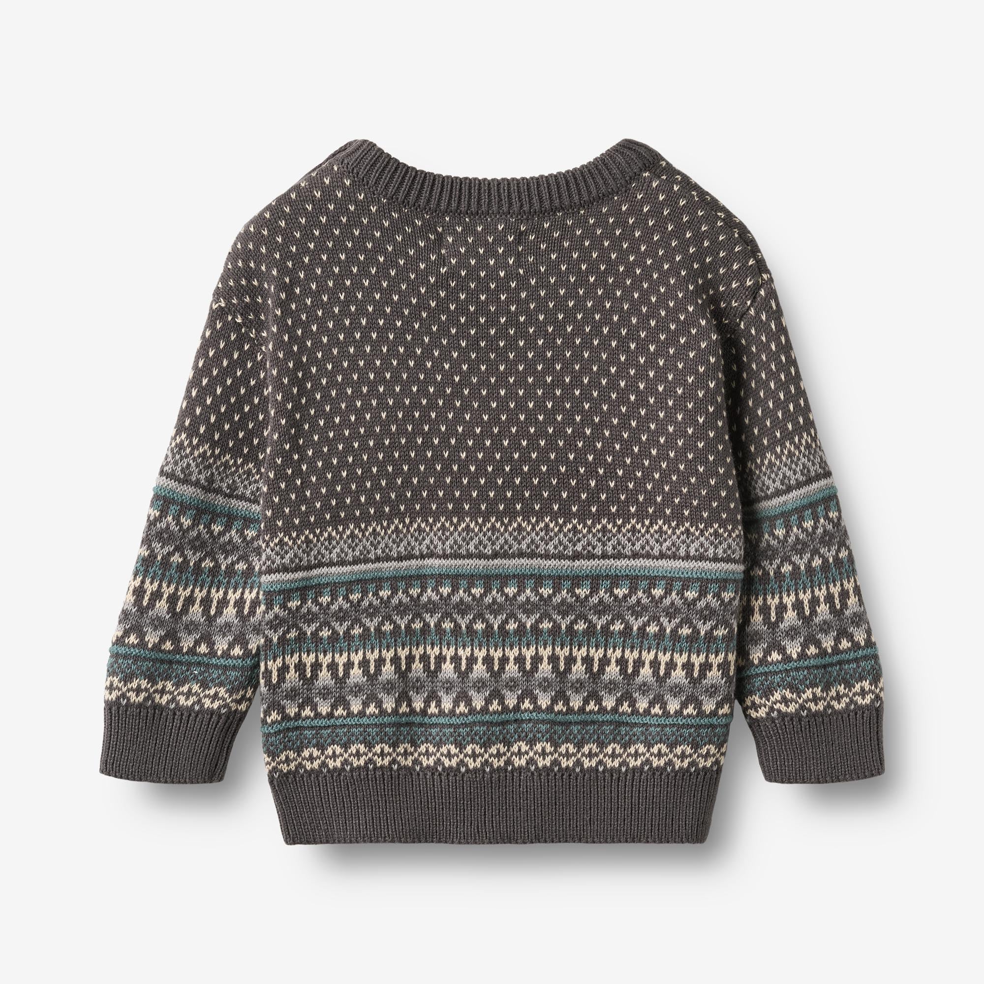 wheat-julius-jacquard-pullover-dark-charcoal-bio-baumwolle image 2