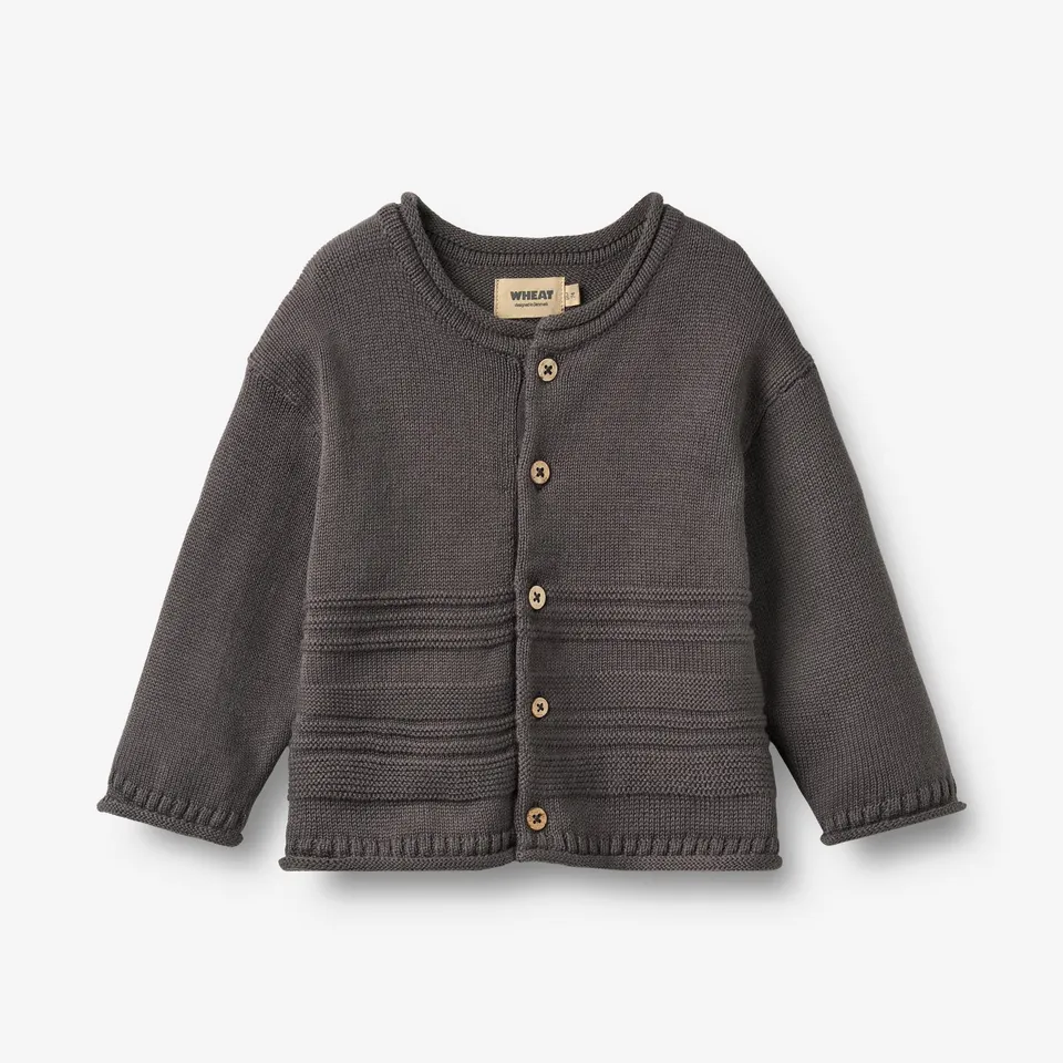 wheat-gunnar-strickjacke-dark-charcoal-bio-baumwolle image 1