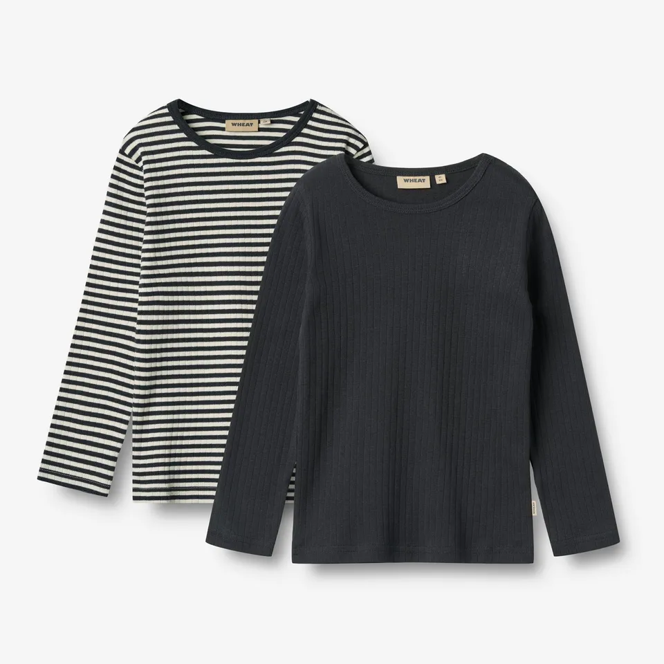 wheat-stig-langarmshirt-2er-pack-navy-rib-stripe-bio image 1