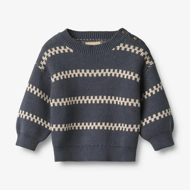 wheat-harlow-pullover-baby-greyblue-jacquard-bio image 1