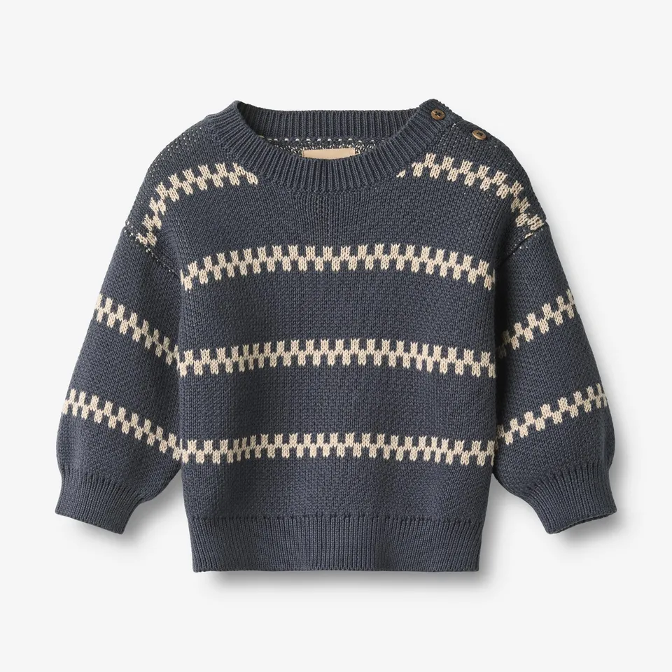 wheat-harlow-pullover-baby-greyblue-jacquard-bio image 1
